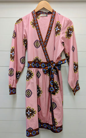 Cara Floral Motif Dress-Pink