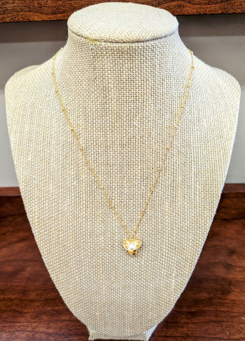 Elle Heart W/Pearl Necklace-Gold