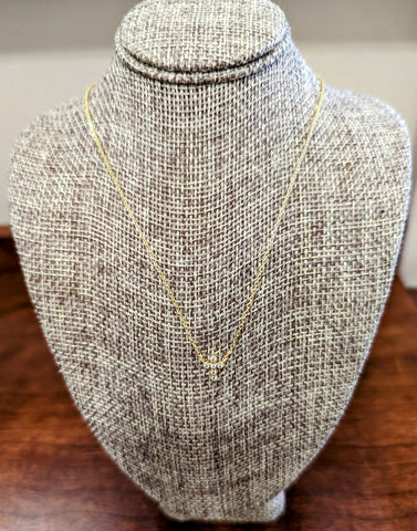 Antique Hand Set Petite Short Cross Necklace-Gold