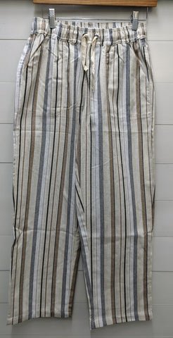 Linen Stripe Pant-Khaki