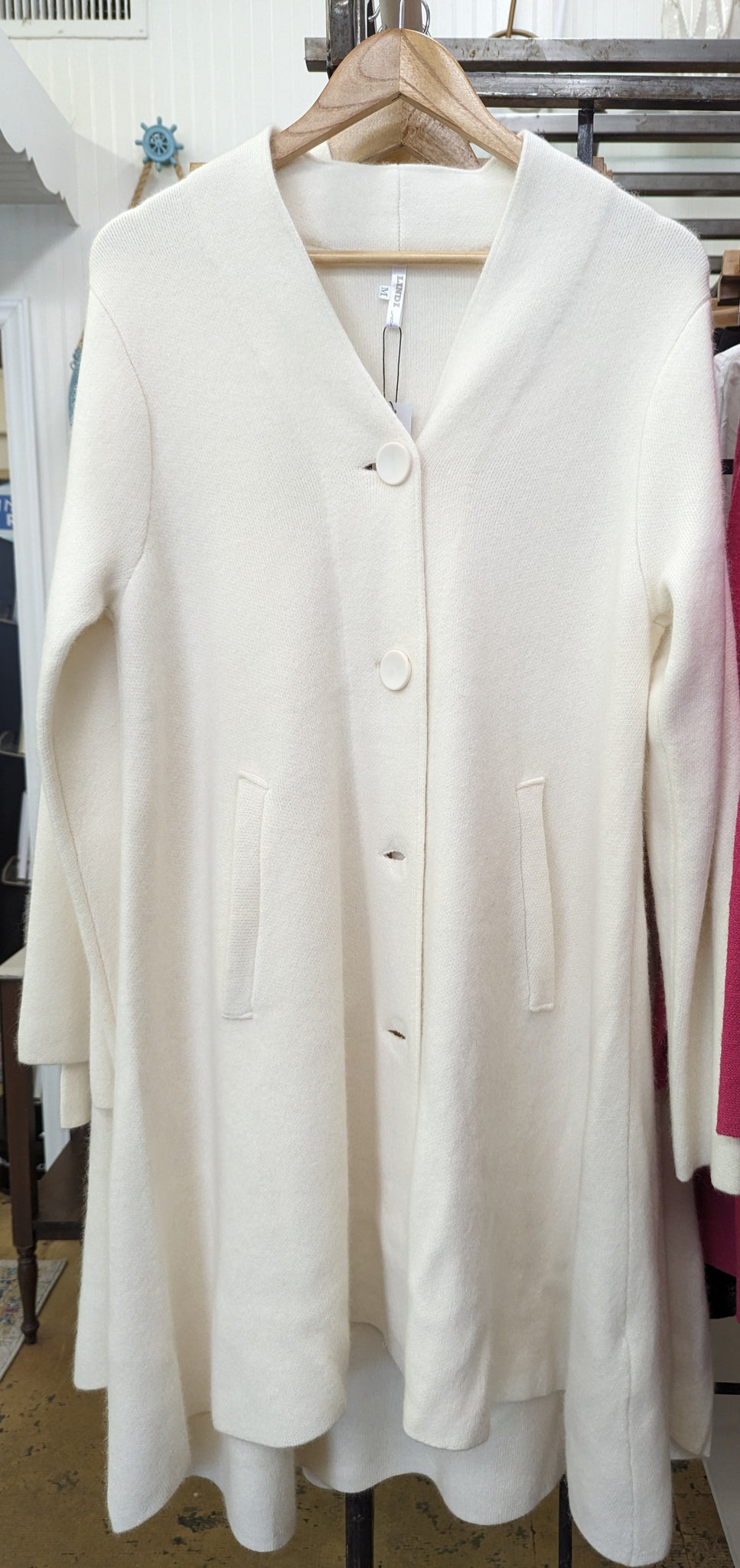 Kiana Long Coat W/Buttons-Ivory