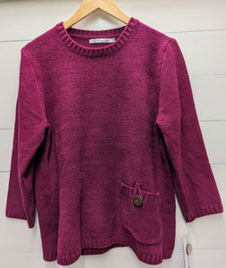 Chenille Pullover Sweater-Magenta