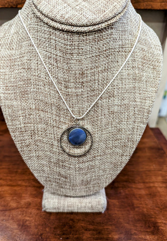 Silver Circle Necklace-Periwinkle