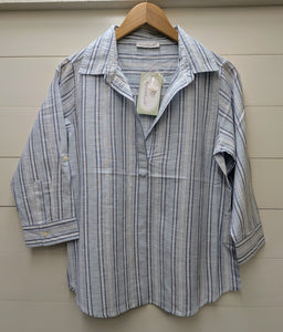 3/4 Sleeve Stripe Top-Baby Blue