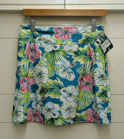 Lexi Maui Hibiscus Skort-Green/White