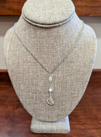 Teardrop Necklace-Mother Of Pearl/Silver