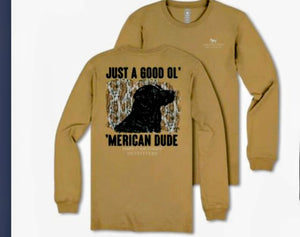 L/S American Dude Dog Shirt-Olive