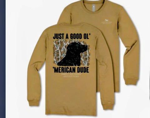 L/S American Dude Dog Shirt-Olive
