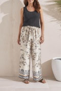 Placement Border Print Flowy Pant-French Oak