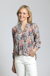 Crossover Top W/Tassel-Ivory/Grey