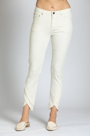 Skinny Ankle Jean W/Frayed Tulip Hem-Natural