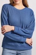 Crew Neck Dolman Sleeve Top-Blue Jay