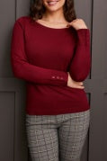 L/S Boat Neck Sweater-Bordeaux