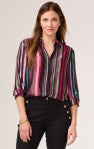 Vivid Vision Button Down Top-Red Multi