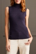 Sleeveless Mock Neck Sweater-Sapphire