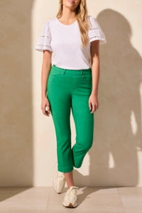 Pull On Capri Pants W/Side Leg Inserts-Kelly Green