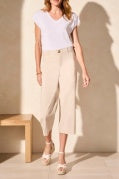 High Rise Fly Front Capri Pant-Frenchoak