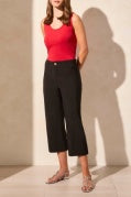 Flowy High Fly Front Capri-Black