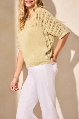 S/S Fancy Stitch Sweater W/Special Wash-Starfruit