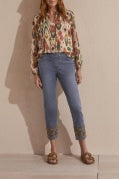 Audrey Pull On Straight leg Embroidered Jean-Dk Vintage