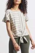 Tie front Blouse W/Frill-Cactus