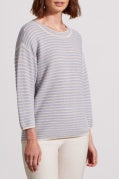 3/4 Sleeve Boat Neck Sweater-Zen Blue