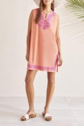 Sleeveless Tunic Cover Up-Coral/Pink