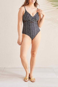 Flatten It Wrap Front One Piece Swimsuit-Linen