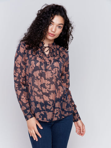 Long Sleeve Blouse W/Frills-Rococo