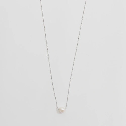 Carly Pearl Necklace-A-Silver