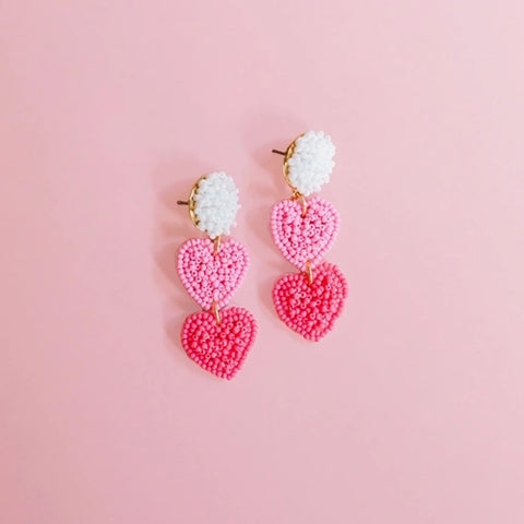 Piper Pink Trio Heart Earrings