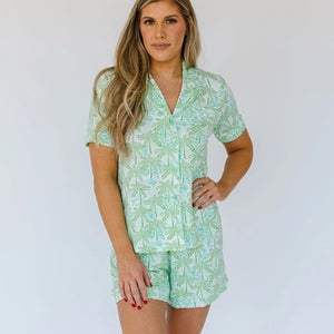 Charlotte Palm Breeze Short Set Pajama's-Green