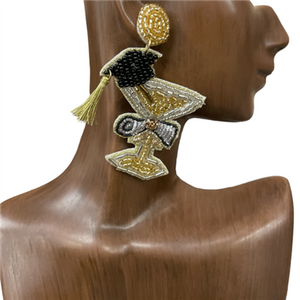 Graduation Cap & Glass Earring