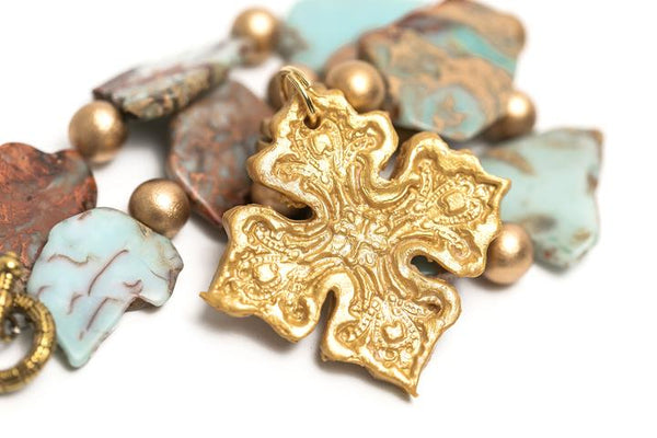 Aqua Terra Jasper with Kadesha Cross Necklace