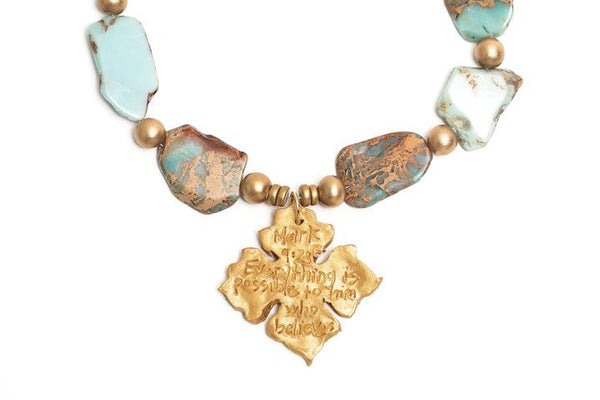Aqua Terra Jasper with Kadesha Cross Necklace