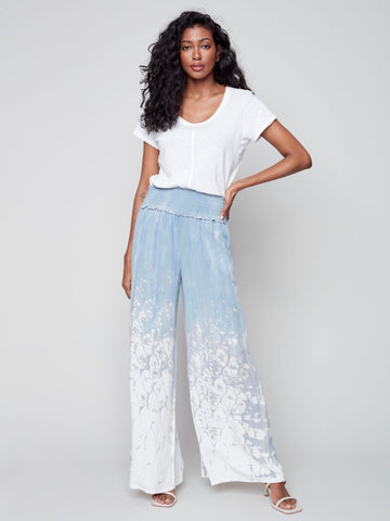 Ombre Tie-Dye Palazzo Pant-Cerulean