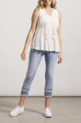Audrey Pull On Slim Crop Jean W/Embroidery-